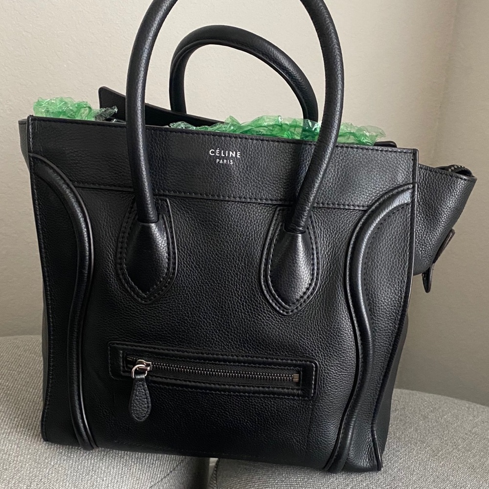 Celine Black Mini Luggage Handbag Tote